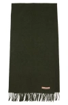 Acne Studios Fringe Wool Scarf In Wood Green Melange