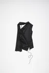 Acne Studios Asymmetric Tie-detailed Satin Top In Black