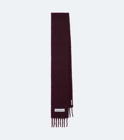 Acne Studios Fringed Alpaca, Wool, And Mohair-blend Scarf In Burgundy