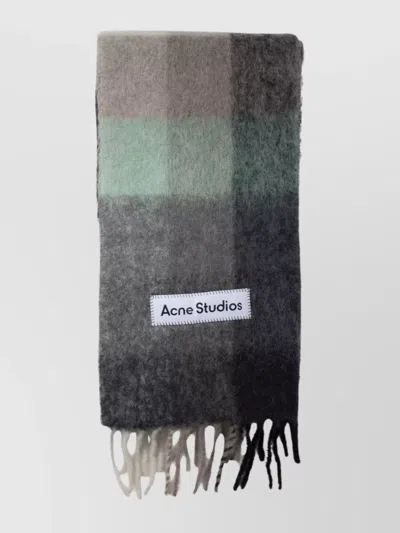 Acne Studios Fringed Block Design Scarves In Green