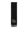 Acne Studios Fringed Logo-detail Scarf In Black