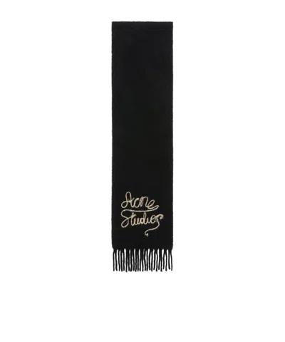 ACNE STUDIOS FRINGED LOGO-DETAIL SCARF