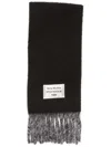 Acne Studios Fringed Logo Scarf In Black