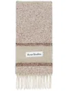 Acne Studios Fringed Logo Scarf In Neutrals