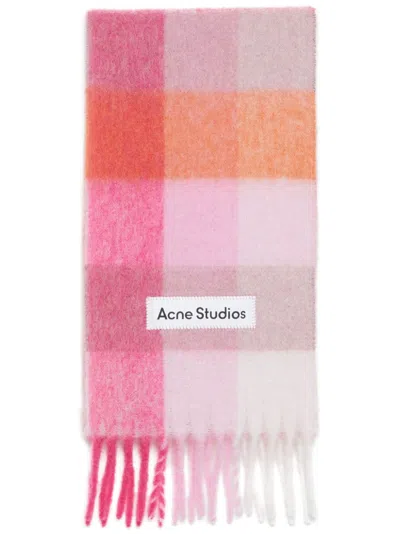 Acne Studios Fringed Logo Scarf In Multi