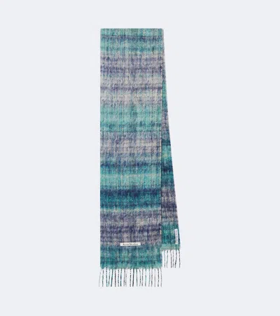 Acne Studios Fringed Mohair And Wool-blend Scarf In Blue