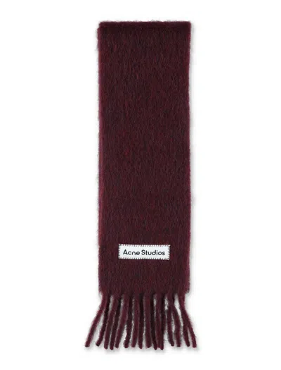 Acne Studios Fringed Mohair-blend Scarf In Burgundy