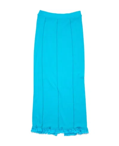 Acne Studios Fringed Pencil Skirt In Blue