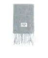 Acne Studios Womens Light Blue Melange Fringed Knitted Scarf In Gray
