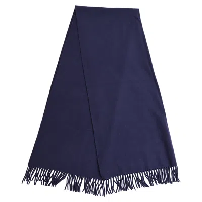 Acne Studios Fringed Scarf In Navy Blue Wool