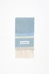 Acne Studios Fringed Logo Scarf In Denim Blue