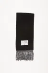 Acne Studios Fringed Scarf Logo Label In Black,grey