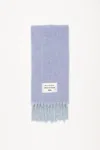 Acne Studios Fringed Scarf Logo Label In Blue,light Blue