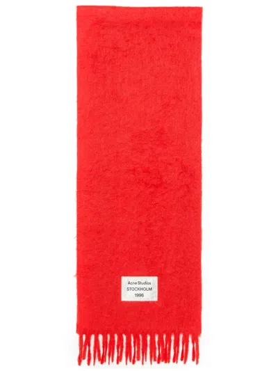 Acne Studios Fringed Scarf In Red
