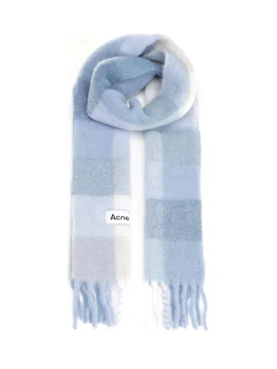 Acne Studios Fringed Scarf Scarves And Foulards Light Blue In Multi