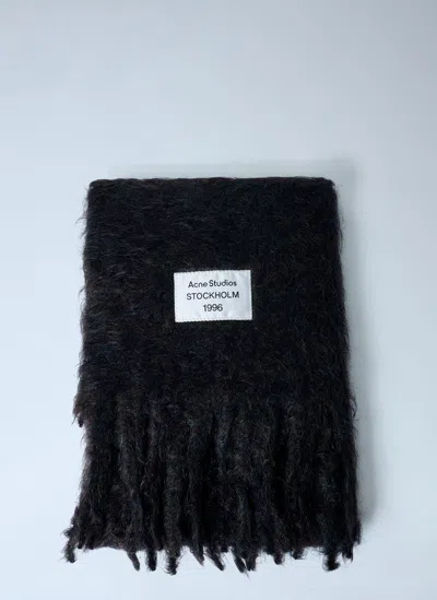 Acne Studios Fringed Wool-blend Scarf In Black