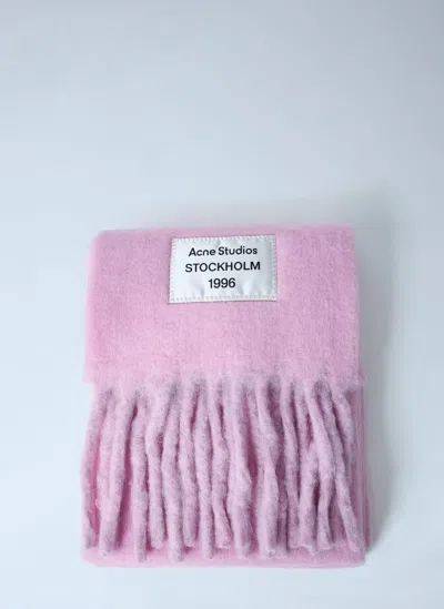 Acne Studios Fringed Wool-blend Scarf In Purple