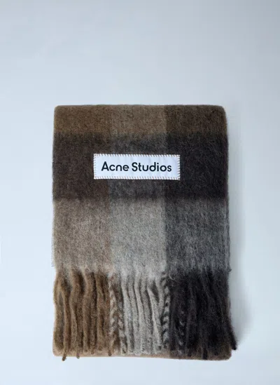 Acne Studios Fringed Wool Scarf In Brown