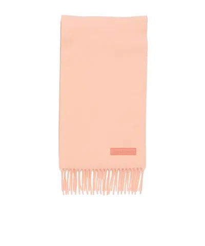 Acne Studios Fringed Wool Scarf In Pink