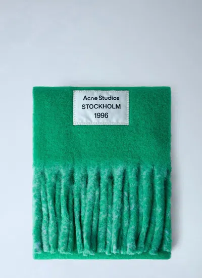 Acne Studios Fringed Wool-blend Scarf In Green