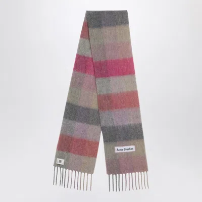 Acne Studios Fuchsia/lilac/pink Mohair Checked Scarf Women In Multi