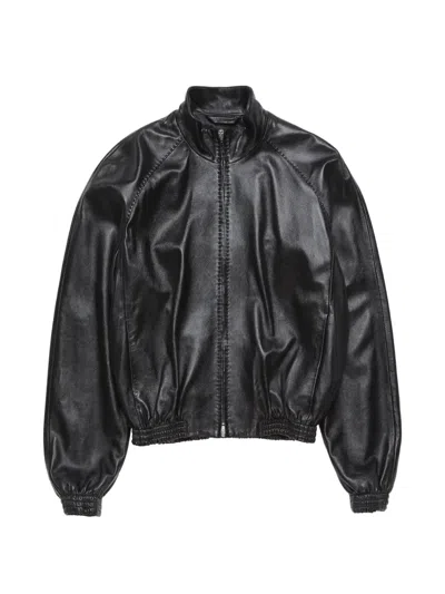 Acne Studios Full-zip Leather Jacket In Black