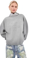 Acne Studios Brushed Cotton Fleece Funnel Neck Logo Sweatshirt With Balloon Hem In Transparent