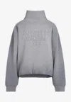 Acne Studios Brushed Cotton Fleece Funnel Neck Logo Sweatshirt With Balloon Hem In Transparent