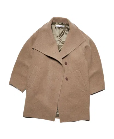 Acne Studios Funnel-neck Single-breasted Coat In Multi
