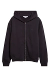 Acne Studios Fupiter Face Patch Fleece Zip Hoodie In Black