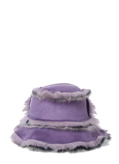Acne Studios Fur Detailed Bucket Hat In Purple
