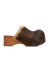 Acne Studios Fur Thick Soled Muller Shoes In Brown