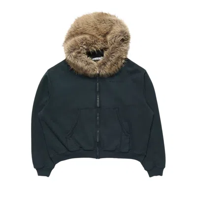 Pre-owned Acne Studios Fur-trim Hooded Bomber 'dark Navy' | Tan | Women's Size Xs