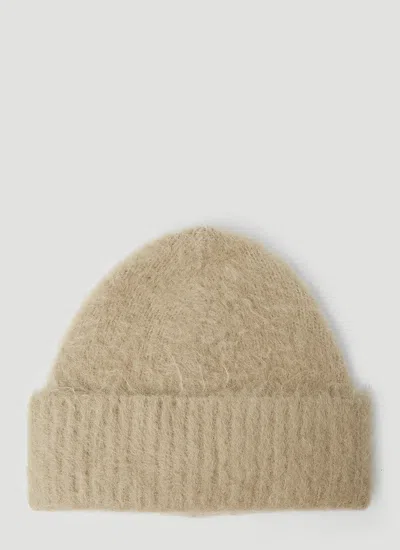 Acne Studios Fuzzy Beanie Hat In Beige