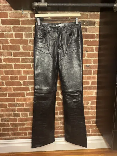 Pre-owned Acne Studios Fw24 Paneled Leather Trouser In Black