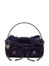 Acne Studios Multipocket Micro Distressed Suede Top Handle Bag In Purple
