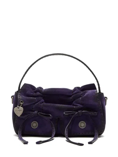 Acne Studios Gathered Heart Charm Shoulder Bag In Purple