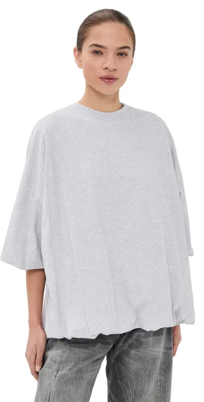 Acne Studios Womens Grey Melange Eniko Gathered Brand-patch Cotton-jersey T-shirt In Gray