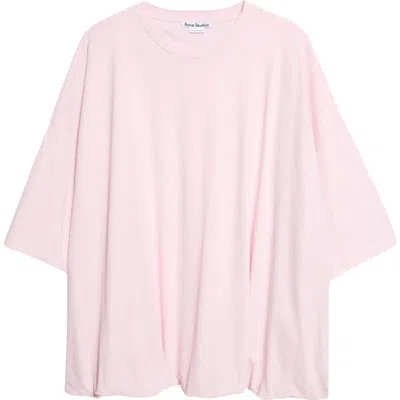 Acne Studios Gathered Oversize 1996 Logo Graphic T-shirt In Pink