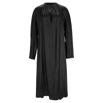 Acne Studios Gathered Satin Midi Dress In Black Triacetate