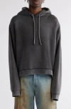 Acne Studios Logo Patch Cotton Hoodie In Faded Black