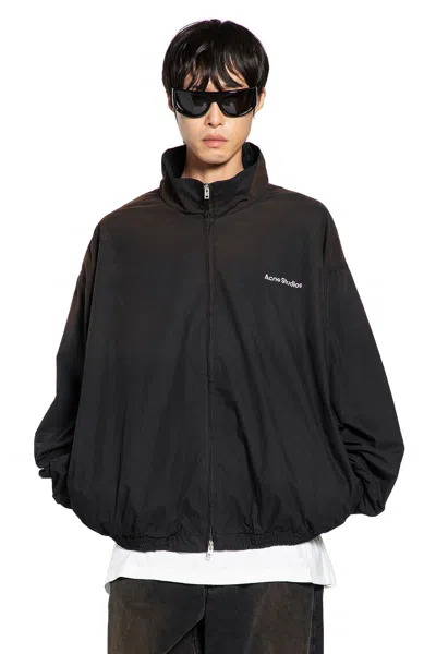 Acne Studios Olando Logo-print Cotton-poplin Jacket In Black