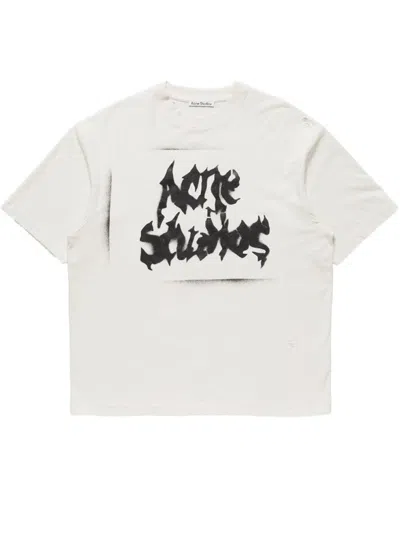 Acne Studios Githic Logo T-shirt Unix White In Neutral