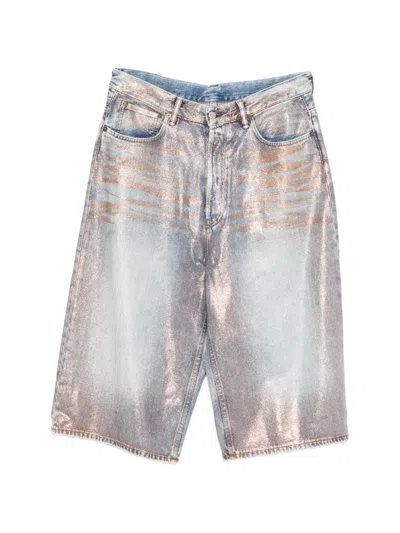 Acne Studios Glitter-effect Knee-length Shorts In Blue