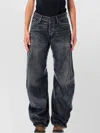 Acne Studios Glossy Trousers With Belt Loops And Stitching In Black