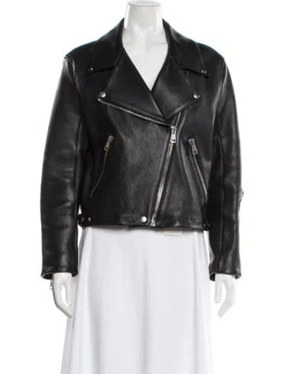 Pre-owned Acne Studios Goat Leather Biker Jacket In Black