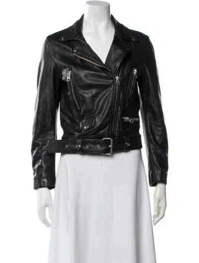 Pre-owned Acne Studios Goat Leather Biker Jacket In Black
