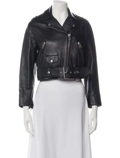 Pre-owned Acne Studios Goat Leather Biker Jacket In Black
