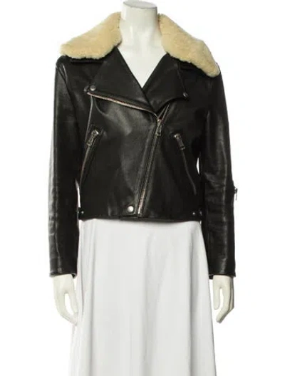 Pre-owned Acne Studios Goat Leather Biker Jacket In Black