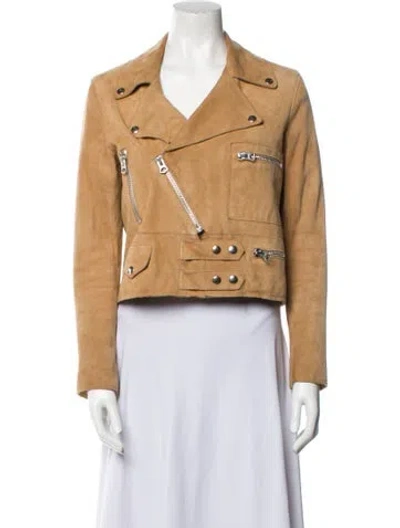 Pre-owned Acne Studios Goat Leather Biker Jacket In Neutral